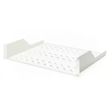 DIGITUS 2U Rack-Einbauregal fest montiert belüftet, Farbe grau (RAL 7035), bis 25 kg, 85x483x350 mm