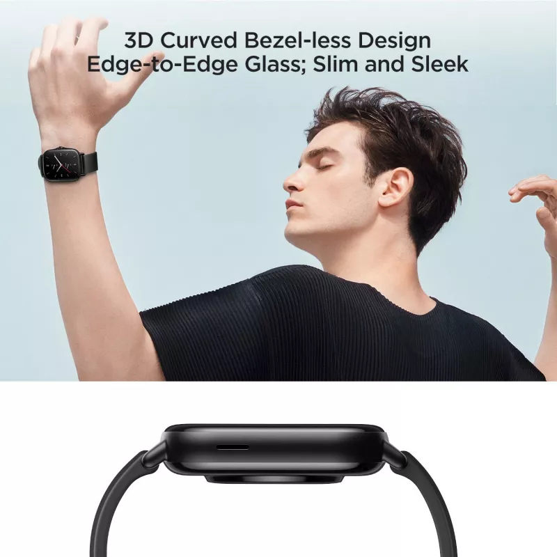 Amazfit GTS 2 Smartwatch, 4,19 cm (1,65 Zoll) AMOLED, 43 mm, GPS, Bluetooth-Telefonie, 5 ATM, Midnight Black