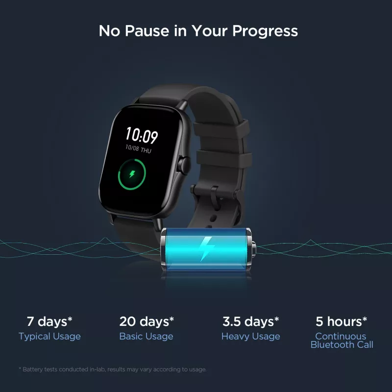 Amazfit GTS 2 Smartwatch, 4,19 cm (1,65 Zoll) AMOLED, 43 mm, GPS, Bluetooth-Telefonie, 5 ATM, Midnight Black