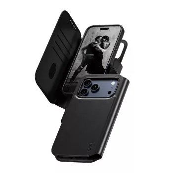 Schützende Zwei-in-Eins-Handyhülle mit Kartenfach PanzerGlass CARE Feature Case Tango mit MagSafe für iPhone 17 Pro Max, schwarz