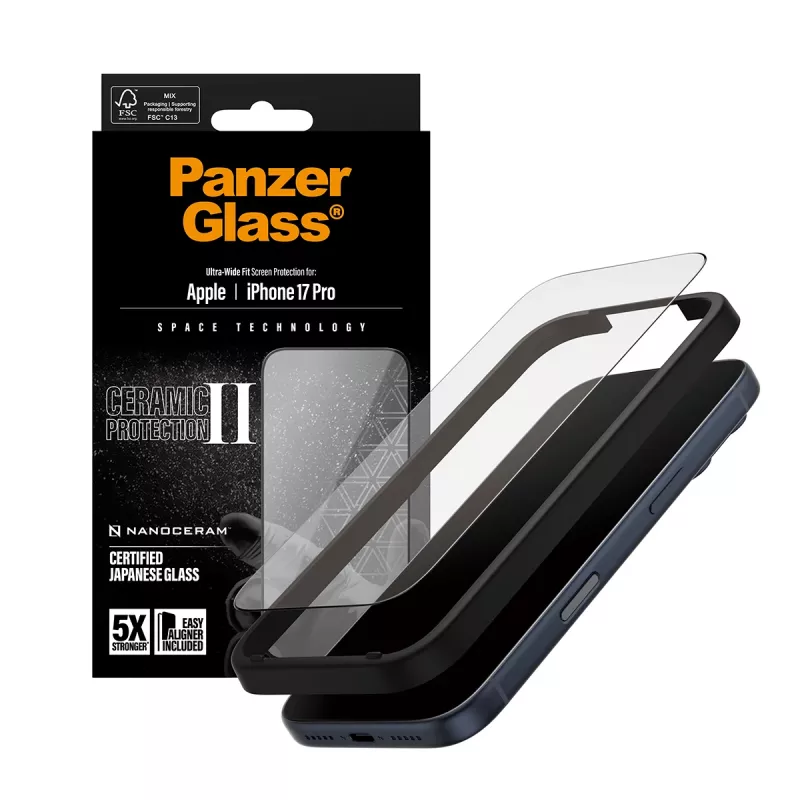 PanzerGlass® Ceramic II Displayschutz iPhone 17 Pro | Ultra-Wide Fit mit EasyAligner