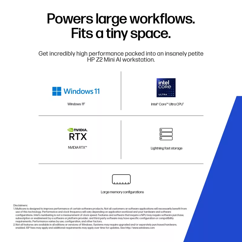 HP Z2 Mini G1i A40LPET AI-Workstation Mini-PC, Intel Core Ultra 7 265K, 32 GB RAM, 1 TB SSD, NVIDIA RTX 2000 Ada 16 GB, Wi-Fi 7, Windows 11 Pro