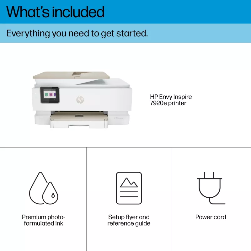 HP ENVY Inspire 7920e kabelloser All-in-One-Farbdrucker, Instant Ink; Kopierer, Scanner