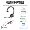 HP Poly Blackwire 3315 Monaural Microsoft Teams Certified USB-C Headset +3,5-mm-Klinke +USB-C/A-Adapter