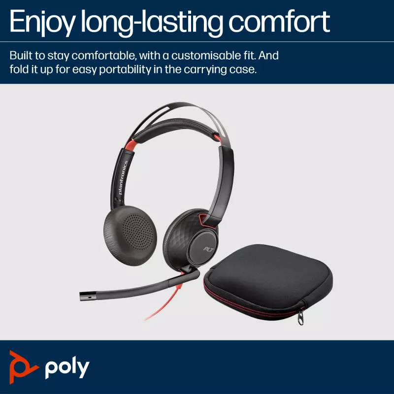 HP Poly Blackwire 5220 Stereo USB-C Headset +3,5-mm-Stecker +USB-C/A-Adapter (Mengenpackung)