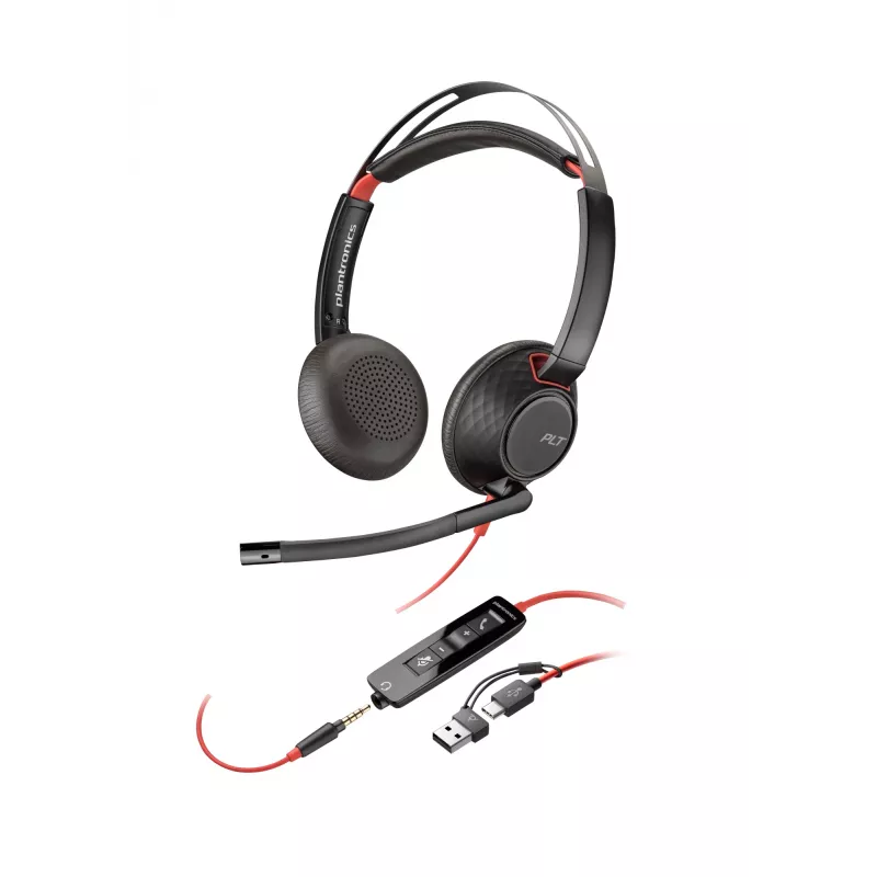 HP Poly Blackwire 5220 Stereo USB-C Headset +3,5-mm-Stecker +USB-C/A-Adapter (Mengenpackung)