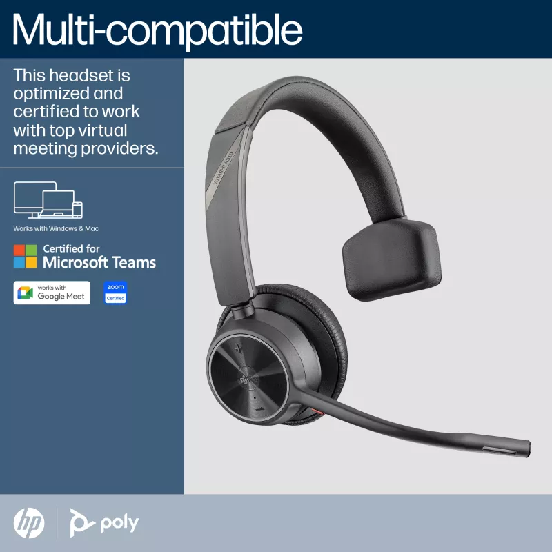 HP Poly Voyager 4310 Microsoft Teams zertifiziertes Headset + BT700 Dongle + Ladestation