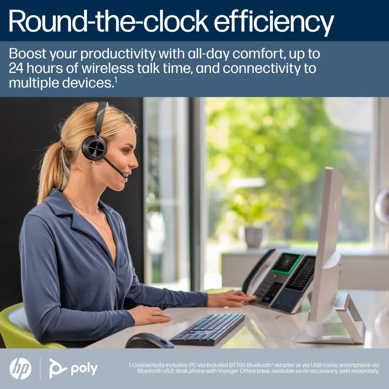 HP Poly Voyager 4310 Microsoft Teams zertifiziertes Headset + BT700 Dongle + Ladestation