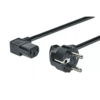 DIGITUS Netzkabel, CEE 7/7 (Typ-F) - C13, 90° abgewinkelt M/W, 1,8 m, H05VV-F3G 0,75 mm² schwarz EU-Richtlinie