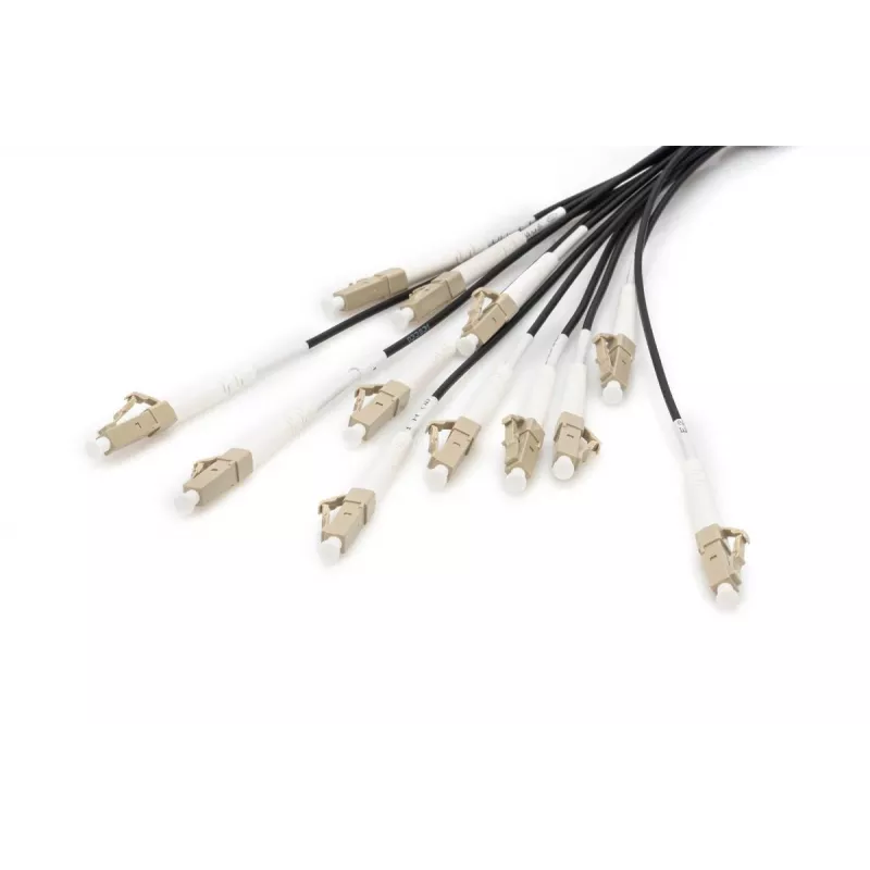 Digitus vorkonfektioniertes Universal-Breakout-Kabel Glasfaser OM4 12 Fasern LC/UPC - LC/UPC 150m