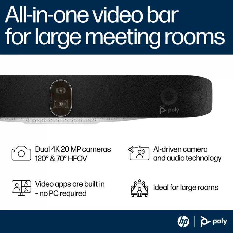 HP Poly Studio X72 All-In-One Video Bar ohne Funkmodul oder Netzkabel TAA