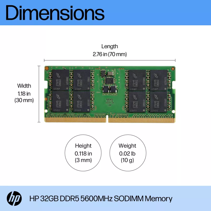 HP 32GB DDR5 5600 SODIMM Speicher, 32 GB, DDR5, 5600 MHz, 262-Pin SO-DIMM