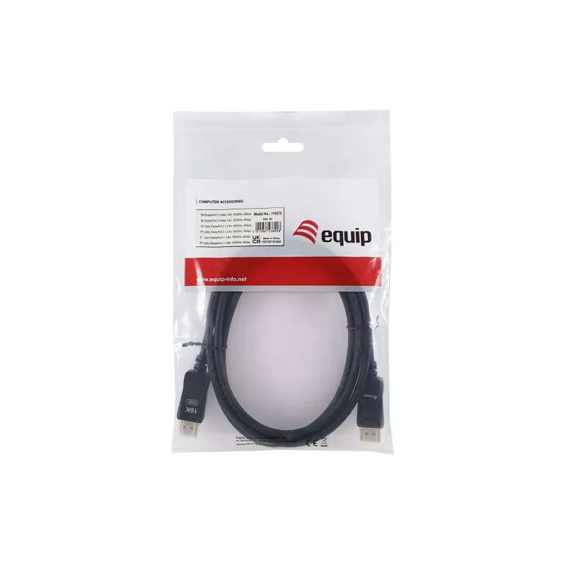 Equip 119272 DisplayPort-2.1-Kabel, Stecker/Stecker, 2 m, 16K/60Hz, 40 Gbit/s, HDCP