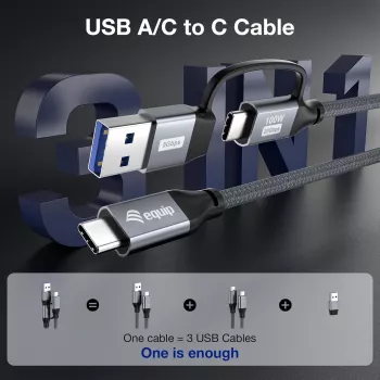 Equip 128433 USB-Kabel USB 3.2 Gen 2x2 3 m USB A/USB C USB C Schwarz