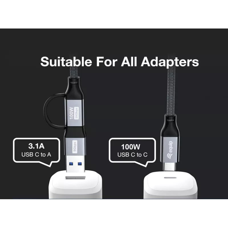 Equip 128433 USB-Kabel USB 3.2 Gen 2x2 3 m USB A/USB C USB C Schwarz