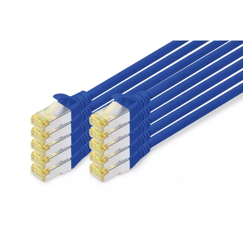 DIGITUS CAT 6A S/FTP Patchkabel DK-1644-A-030-B-10, 3 m, Blau, 10 Stück
