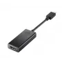 HP 1WC36AA USB-C-auf-HDMI-2.0-Adapter, USB-C Stecker auf HDMI Buchse, Schwarz