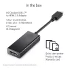 HP 1WC36AA USB-C-auf-HDMI-2.0-Adapter, USB-C Stecker auf HDMI Buchse, Schwarz