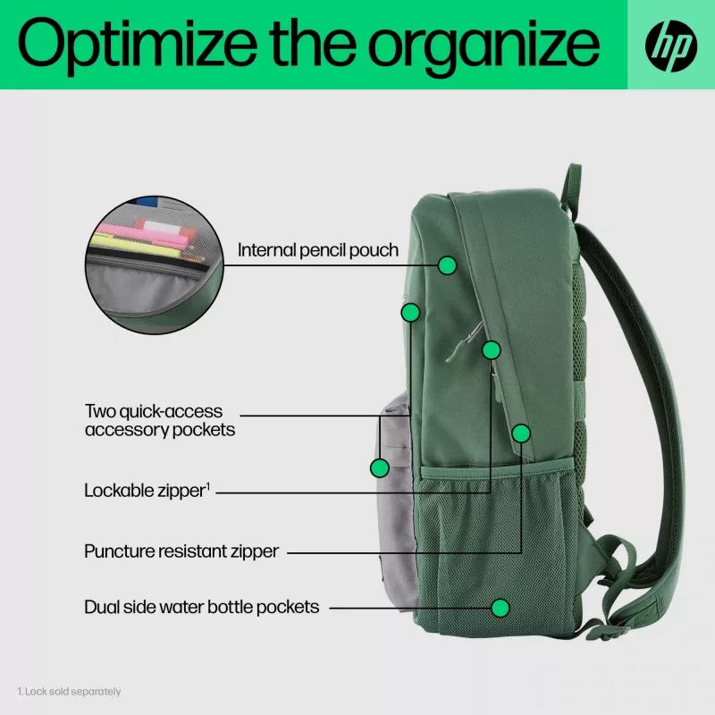 HP Campus Green Backpack, Rucksack, 39,6 cm (15,6 inch), 490 g