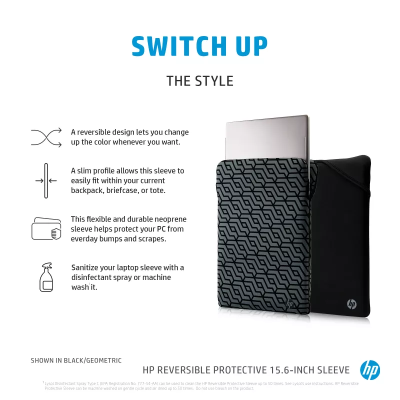 HP Wendbare schützende 15,6-Zoll-Silber-Laptoptasche, Hülle, 190 g