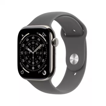 APPLE Watch Series 11 GPS + Cellular 46mm natürliches Titangehäuse mit Stone Grey Sport Armband M/L