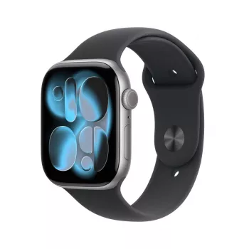 APPLE Watch Series 11 GPS + Cellular 46mm Space Grey Aluminiumgehäuse mit schwarzem Sportarmband S/M