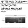 HP 725 Multi-Device wiederaufladbare kabellose Tastatur, Vollformat (100%), kabellos, RF Wireless + Bluetooth, Schwarz