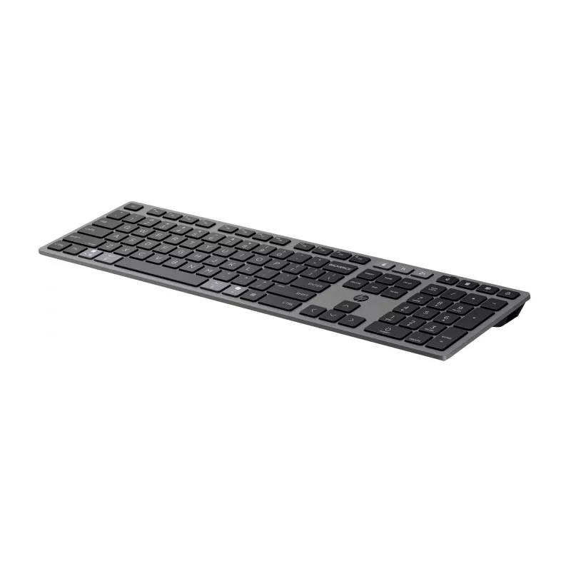 HP 725 Multi-Device wiederaufladbare kabellose Tastatur, Vollformat (100%), kabellos, RF Wireless + Bluetooth, Schwarz