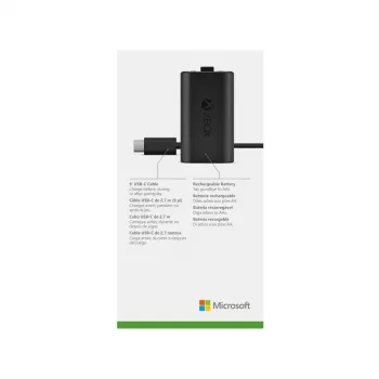 Microsoft Xbox Play & Charge Kit (SXW-00002) wiederaufladbarer Akku mit USB-C-Kabel, Schwarz