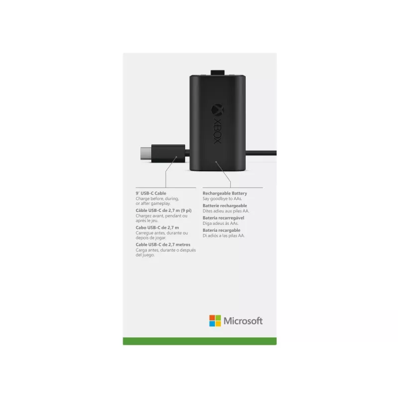 Microsoft Xbox Play & Charge Kit (SXW-00002) wiederaufladbarer Akku mit USB-C-Kabel, Schwarz