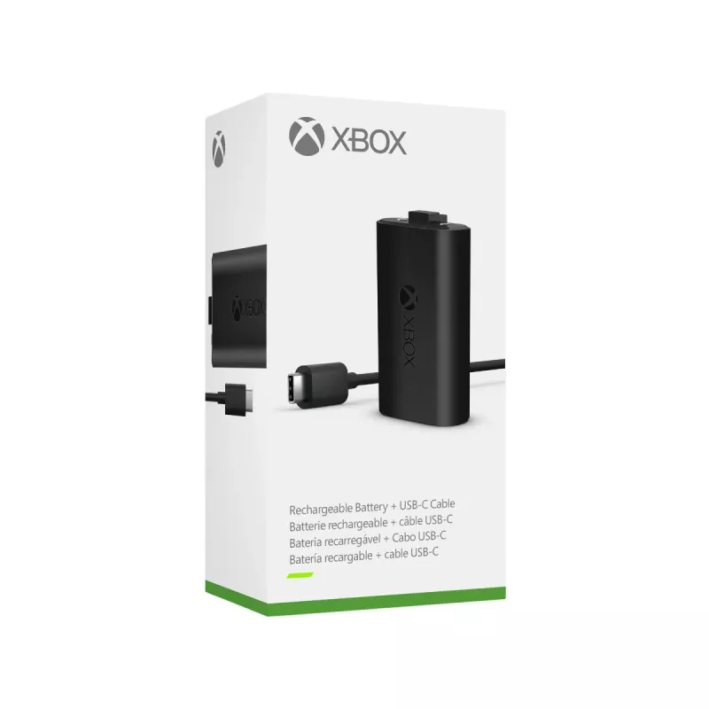 Microsoft Xbox Play & Charge Kit (SXW-00002) wiederaufladbarer Akku mit USB-C-Kabel, Schwarz