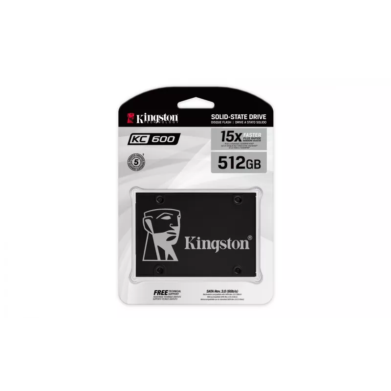 Kingston Technology 512G SSD KC600 SATA3 2.5 Zoll, 512 GB, 2.5 Zoll, 550 MB/s, 6 Gbit/s
