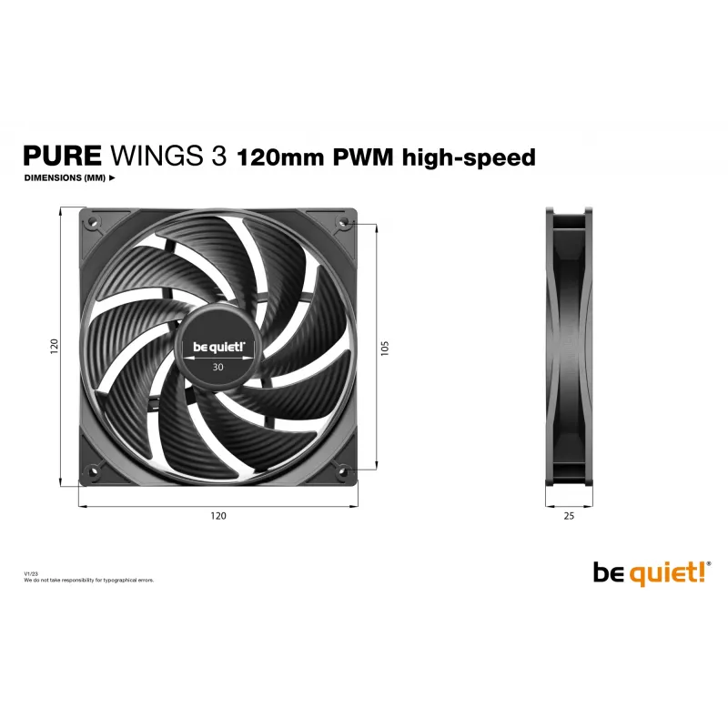 be quiet Pure Wings 3 120mm | PWM high-speed Triple Pack Computergehäuselüfter 12 cm Schwarz 3 St.