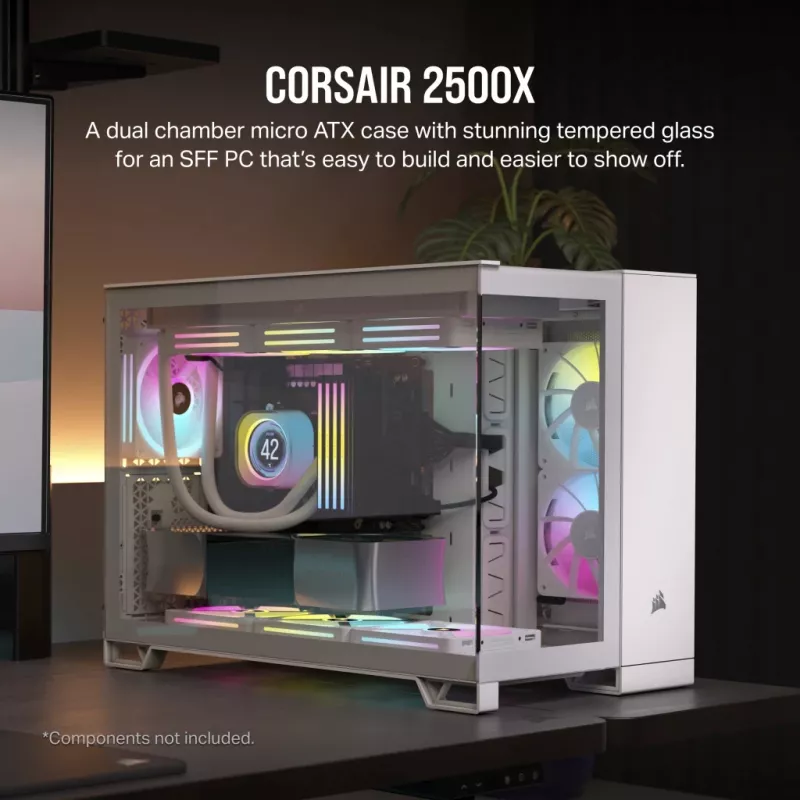 CORSAIR PC-Gehäuse – 2500X Mid-Tower Dual Chamber PC-Gehäuse – Weiß