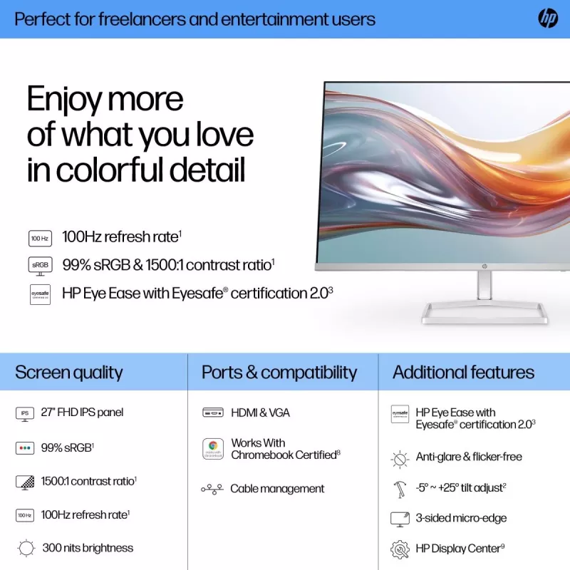 HP Desktop Monitor - Serie 5 527sw - 27 Zoll - 1920x1080 (FHD) - IPS