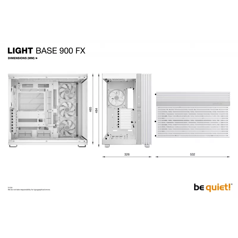 be quiet! Light Base 900 FX PC-Gehäuse, Full Tower, E-ATX / XL-ATX, Temperglas, 4x 140-mm-Lüfter, 190 mm CPU-Kühler, Weiß