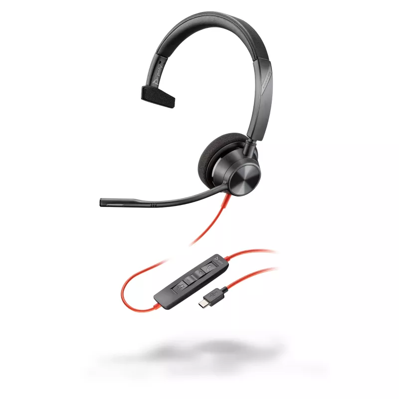HP Poly Blackwire 3310 monaurales Headset mit USB-C + USB-C/A-Adapter