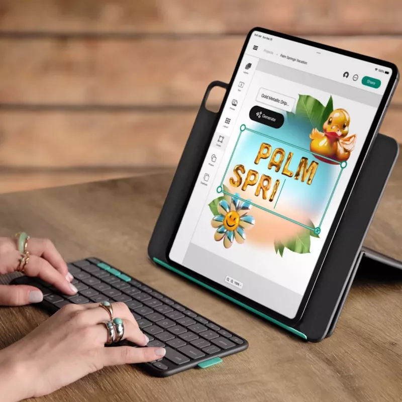 LOGITECH Flip Folio Graphite – iPad Pro 13 inch (M4) iPad Air 13 inch (M2 & M3) – Qwertz Deutsch