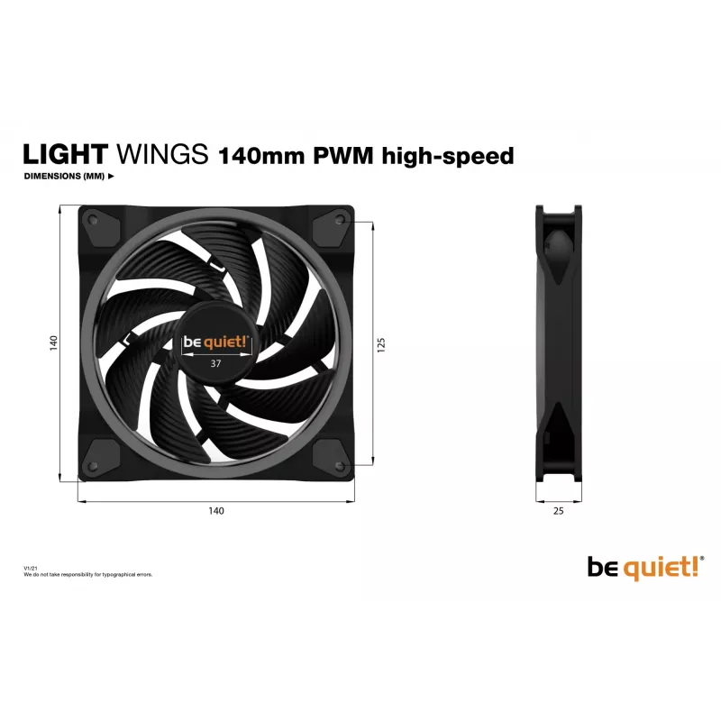 be quiet Light Wings 140mm ARGB PWM High-Speed-Lüfter Schwarz 3er-Pack