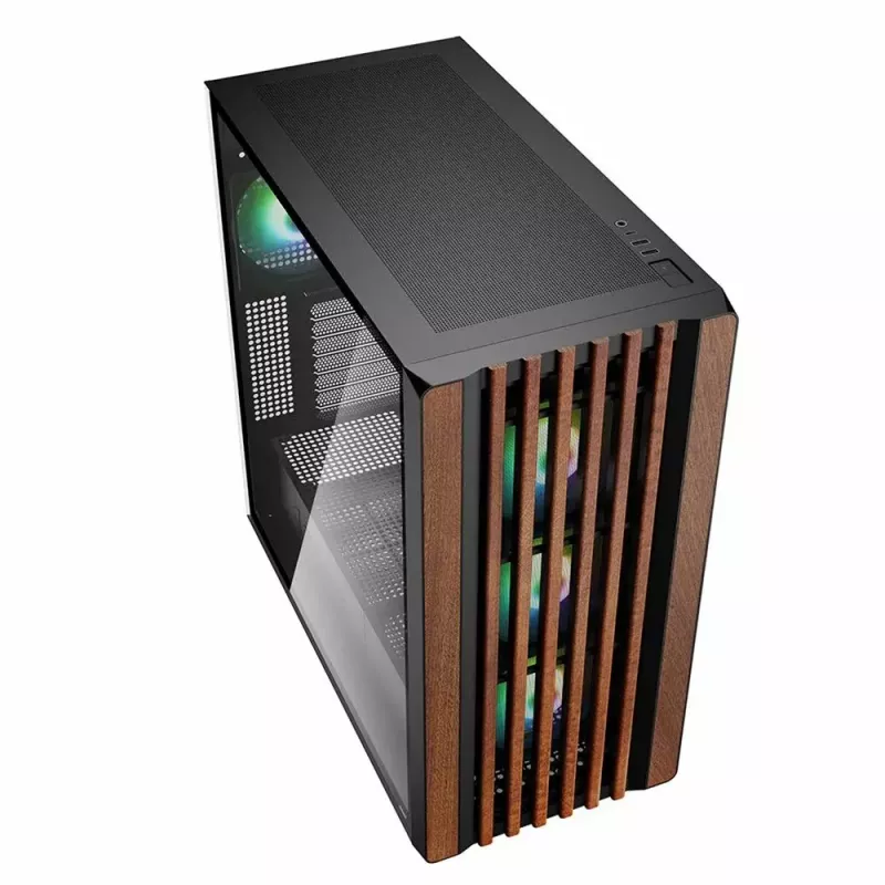 PC-Gehäuse Sharkoon REBEL C70G RGB Full Tower Schwarz, Holz