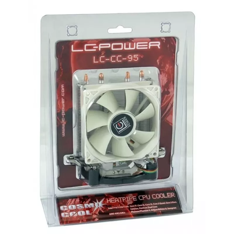 Cooler LC-Power LC-CC-95 Prozessorkühler 9.2 cm Silber Weiß
