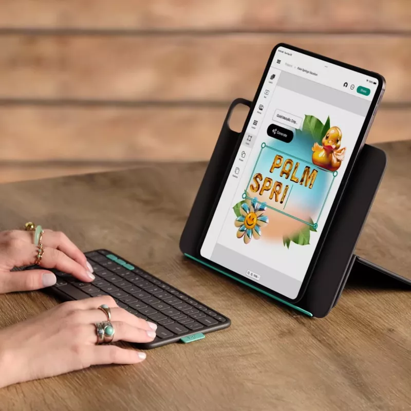 Tastatur-Folio-Hülle Logitech Flip Folio QWERTZ Deutsch für iPad Pro/Air 11 Zoll, Bluetooth, Graphit, Batterie 90 mAh
