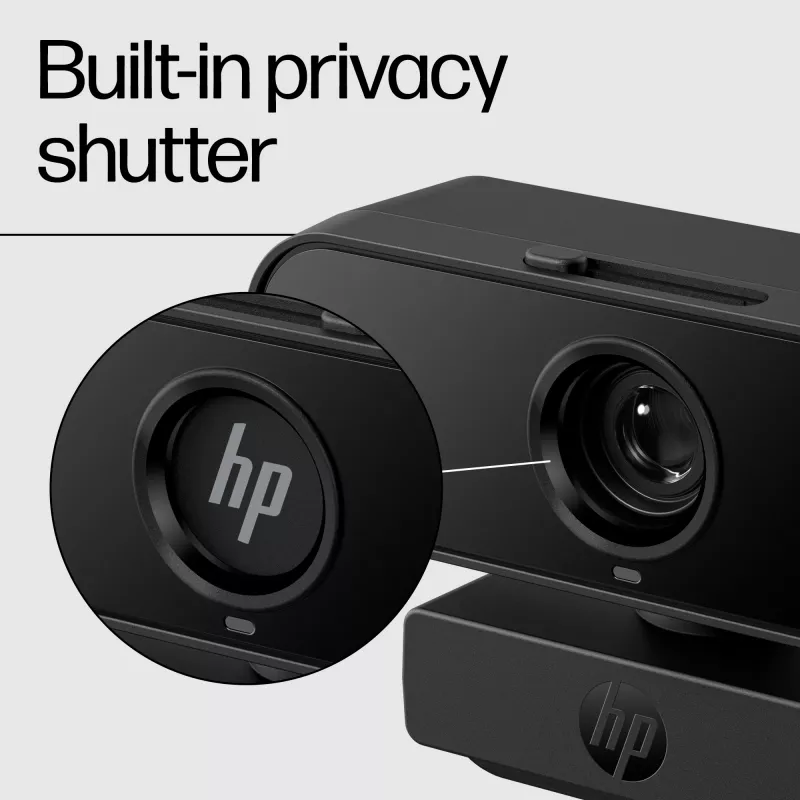 HP 435 FHD Webcam (77B10AA), 2 MP, 1920 x 1080, 30 fps, USB-A 2.0, Autofokus, Sichtschutzblende, Dual-Mikrofone, Schwarz