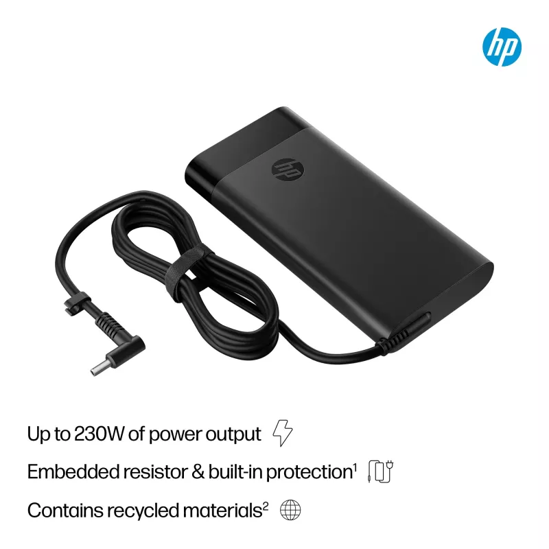 HP 230 W Smart Netzteil (AQ9X8AA) für Laptops, Innenbereich, 115 V Eingang, 4,5 mm, EU-Stecker, Schwarz
