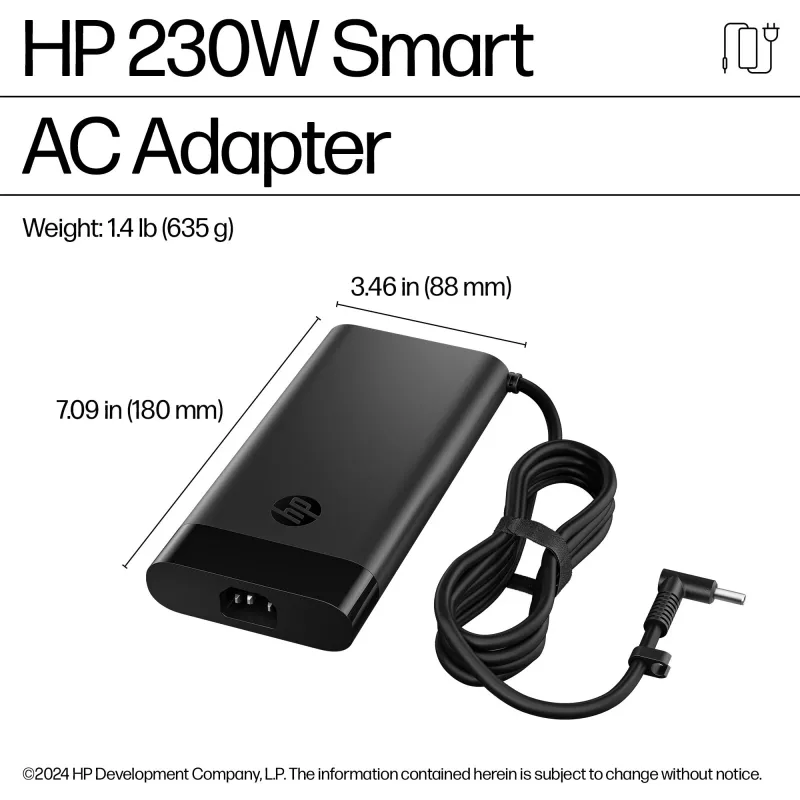 HP 230 W Smart Netzteil (AQ9X8AA) für Laptops, Innenbereich, 115 V Eingang, 4,5 mm, EU-Stecker, Schwarz