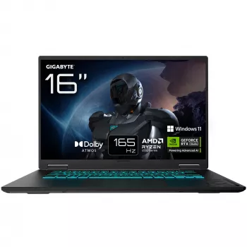 GIGABYTE GAMING A16 3WHK3DE894SH Laptop AMD Ryzen™ 7 260 40,6 cm (16 Zoll) WUXGA 16 GB DDR5-SDRAM 1 TB SSD NVIDIA GeForce RTX 5070 Wi-Fi 6E (802.11ax) Windows 11 Home Schwarz