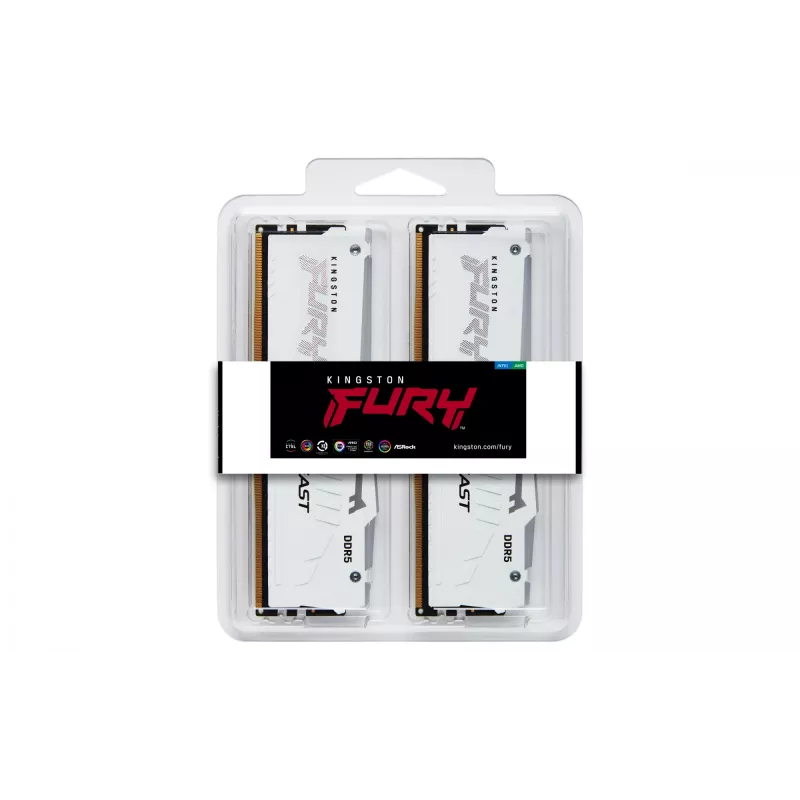Kingston Technology FURY Beast 64 GB 6400 MT/s DDR5 CL32 DIMM (Kit of 2) White RGB EXPO