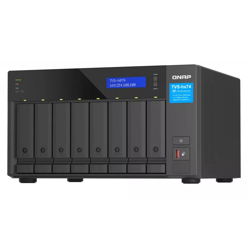 QNAP TVS-H874T-I7-32G NAS/Storage Server Tower Intel® Core™ i7 32 GB DDR4 0 TB QNAP QTS Schwarz