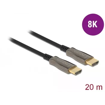 DELOCK Aktives optisches HDMI-Kabel – Stecker – Stecker – 8K 60 Hz – 20 m – Schwarz