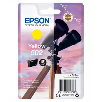 Epson Einzelpackung Gelb 502 Tinte, Standardausbeute, Gelb, Pigmenttinte, 3,3 ml, 1 Stück, 165 Seiten